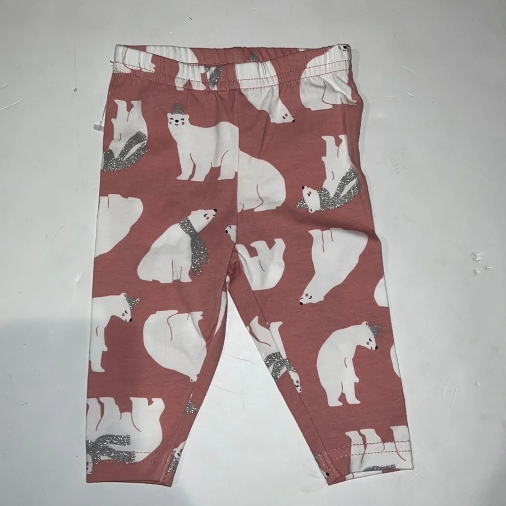 NWOT CARTER’S PINK & WHITE POlAR BEAR LEGGINGS size 3 months